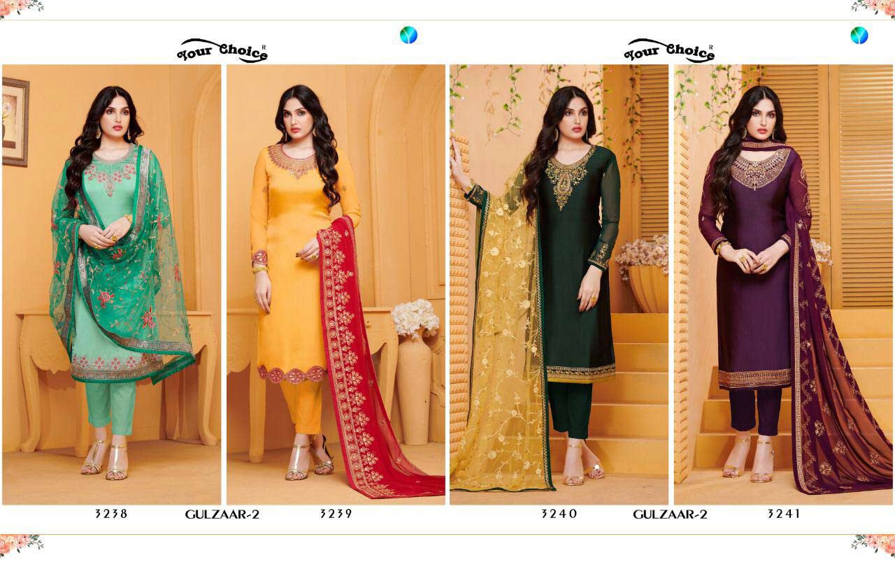Your Choice Gulzar Vol 2 Satin Georgette Exclusive Suit Your Choice Gulzar Vol 2 Satin Georgette Exclusive Suit